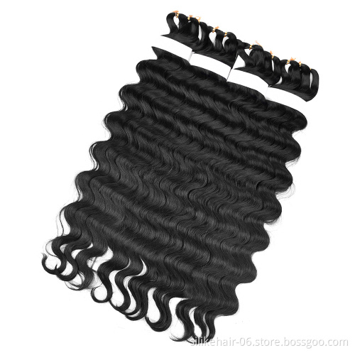 Wholesale Ombre 28 inch Pre-feathered Hybrid Water Wave Braids 3x Body Ocean Wave For Bulk Braiding Synthetic Hair Extensions